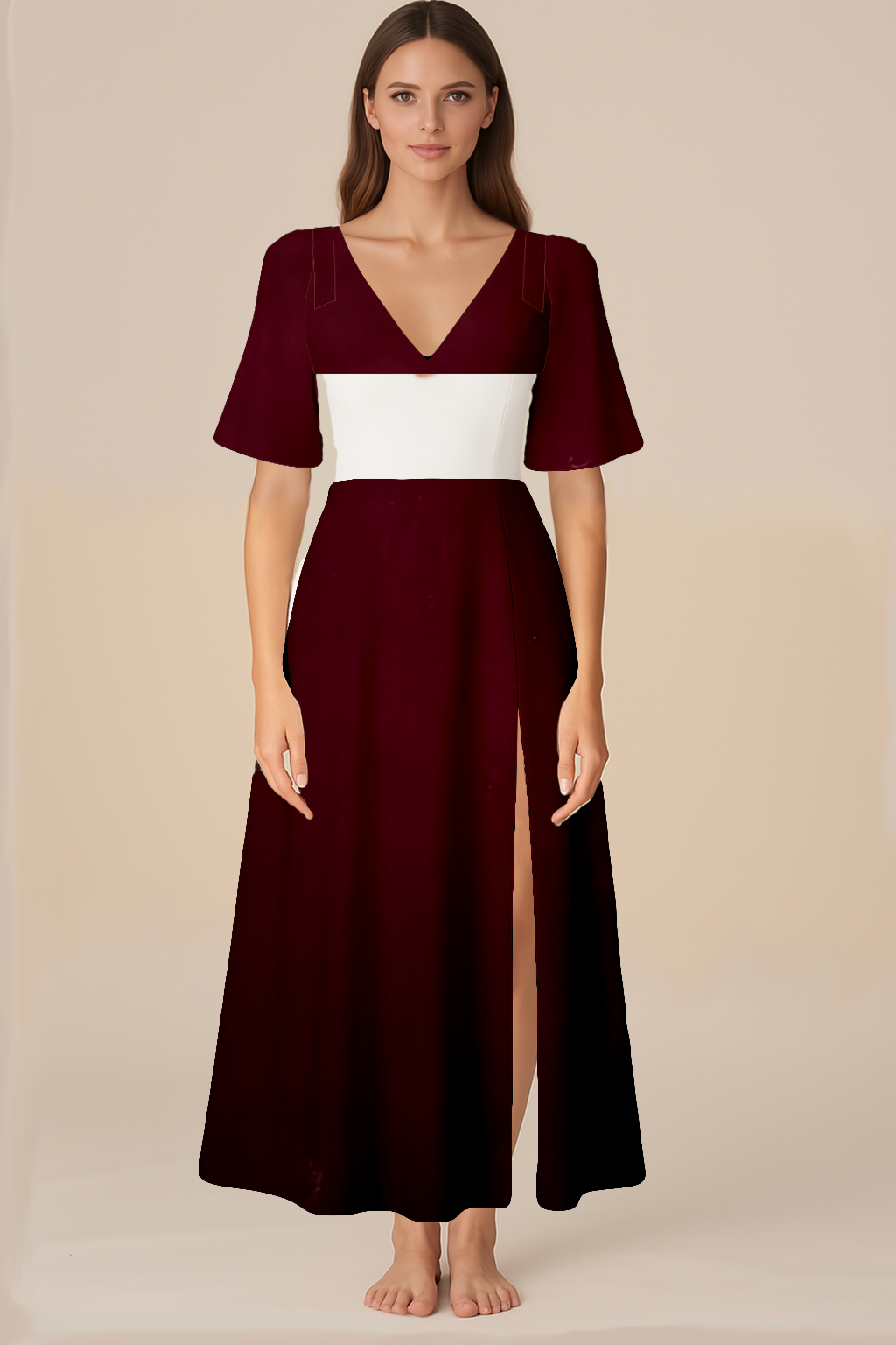 Romantic Maroon Slit Dress