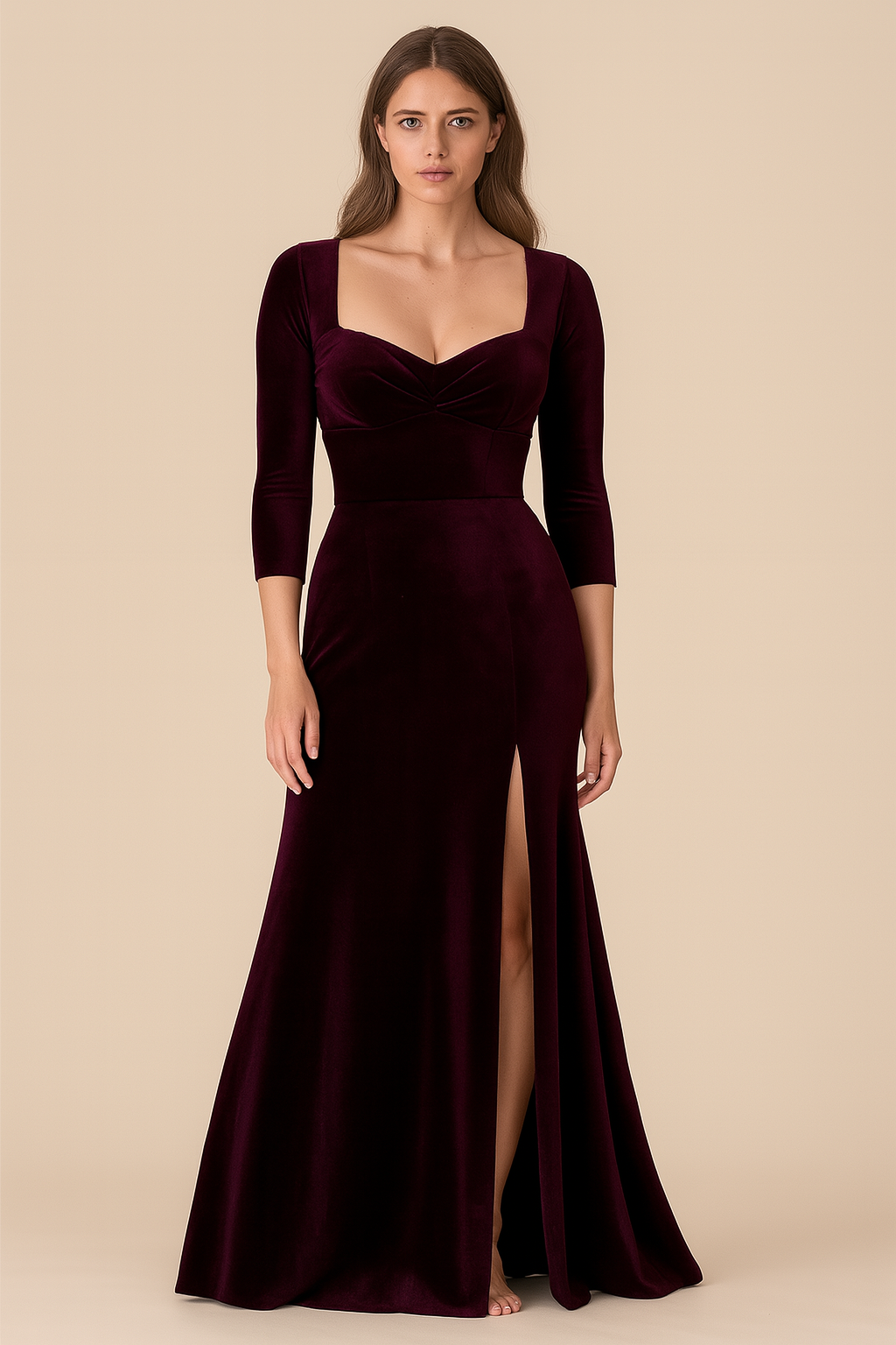 Dresses | Empire | Sweetheart | A Line Full Slit | Bracelet Velvet | Violet