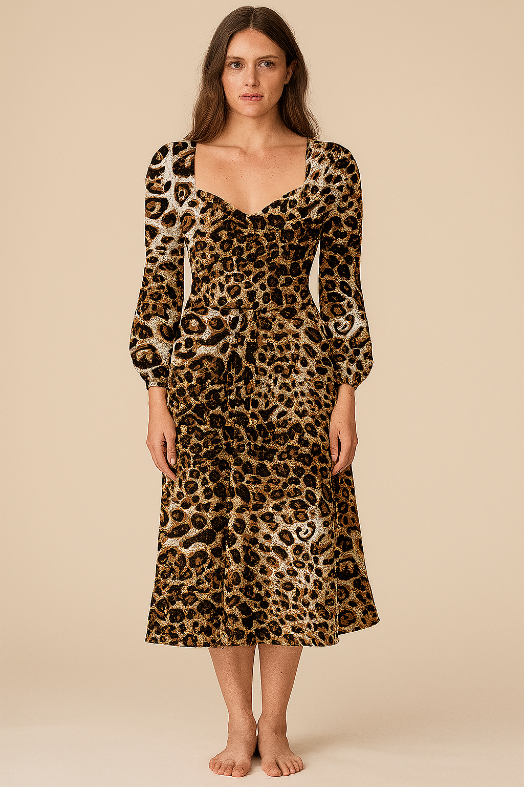 Dresses | Empire | Princess | Flared Midi | Bishop-Full Satin | Leopard