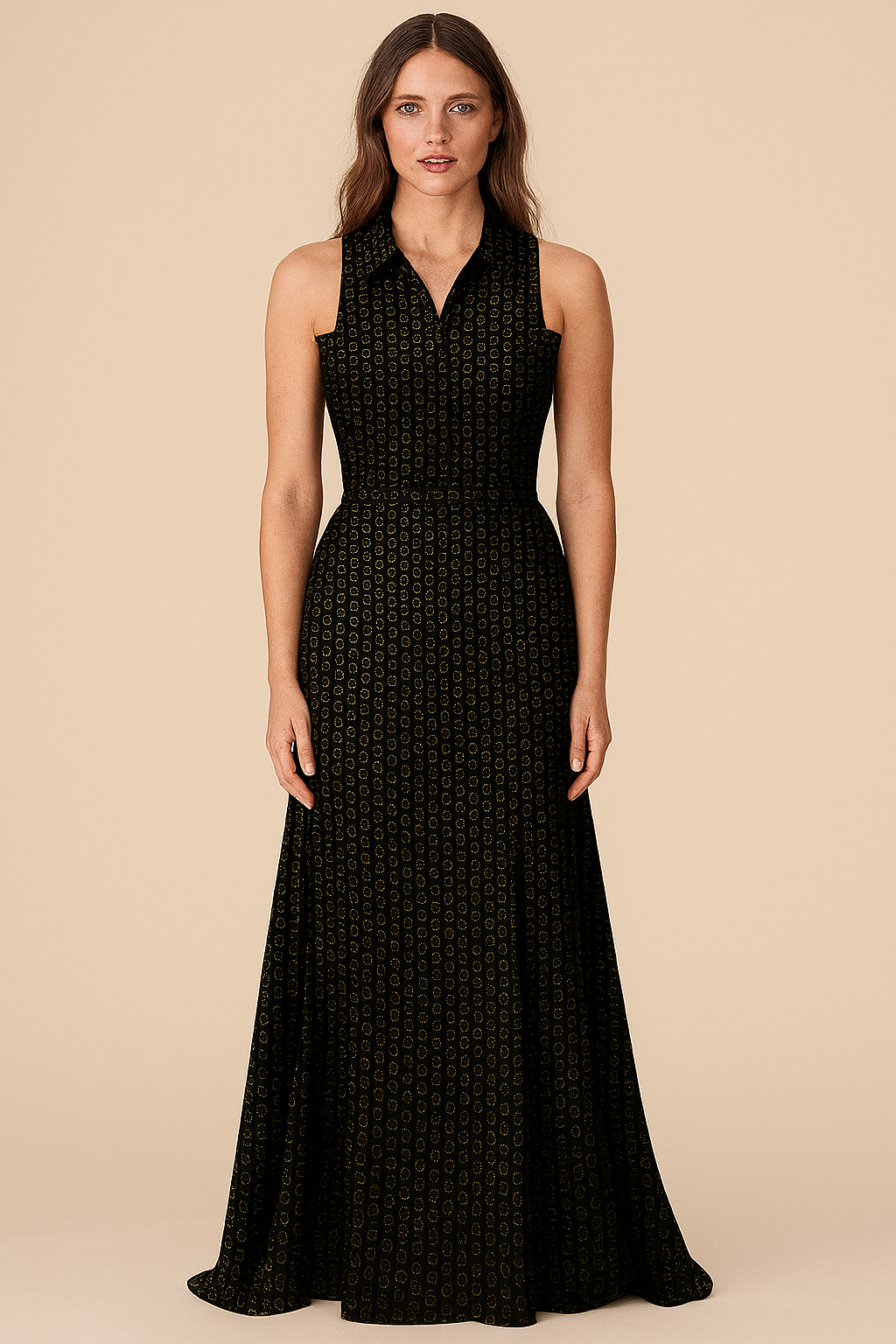 Dresses | Empire | Collar With Buttons | Flared Full | Sequin | Black