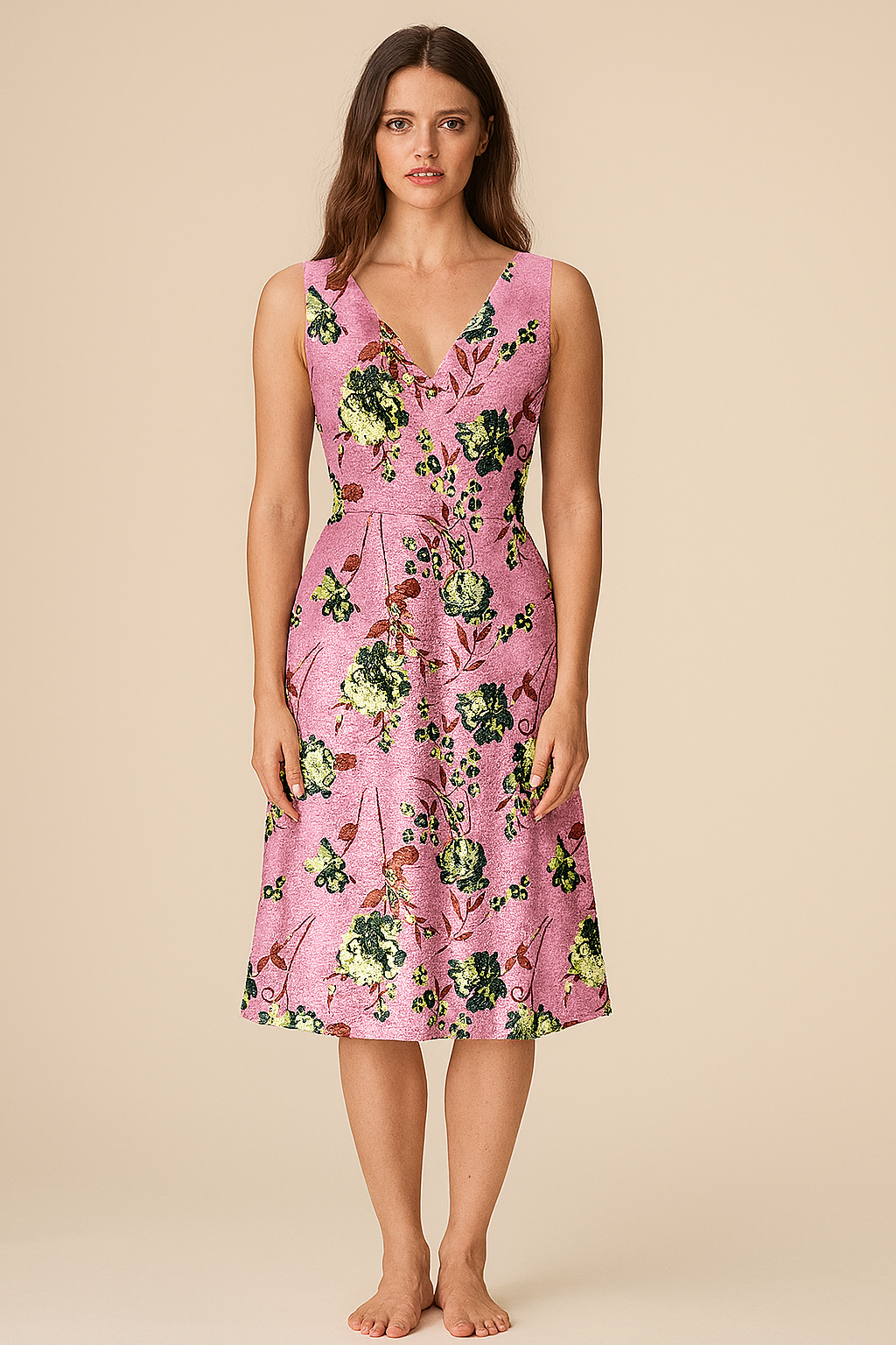Dresses | Empire | Leaf | A Line Knee | less Rayon | Mauve floral
