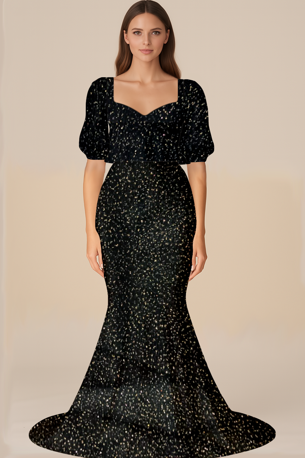 Dresses for Women | Flared | Princess | Bodycon Mermaid | Bishop-Elbow | Glitter Net Black