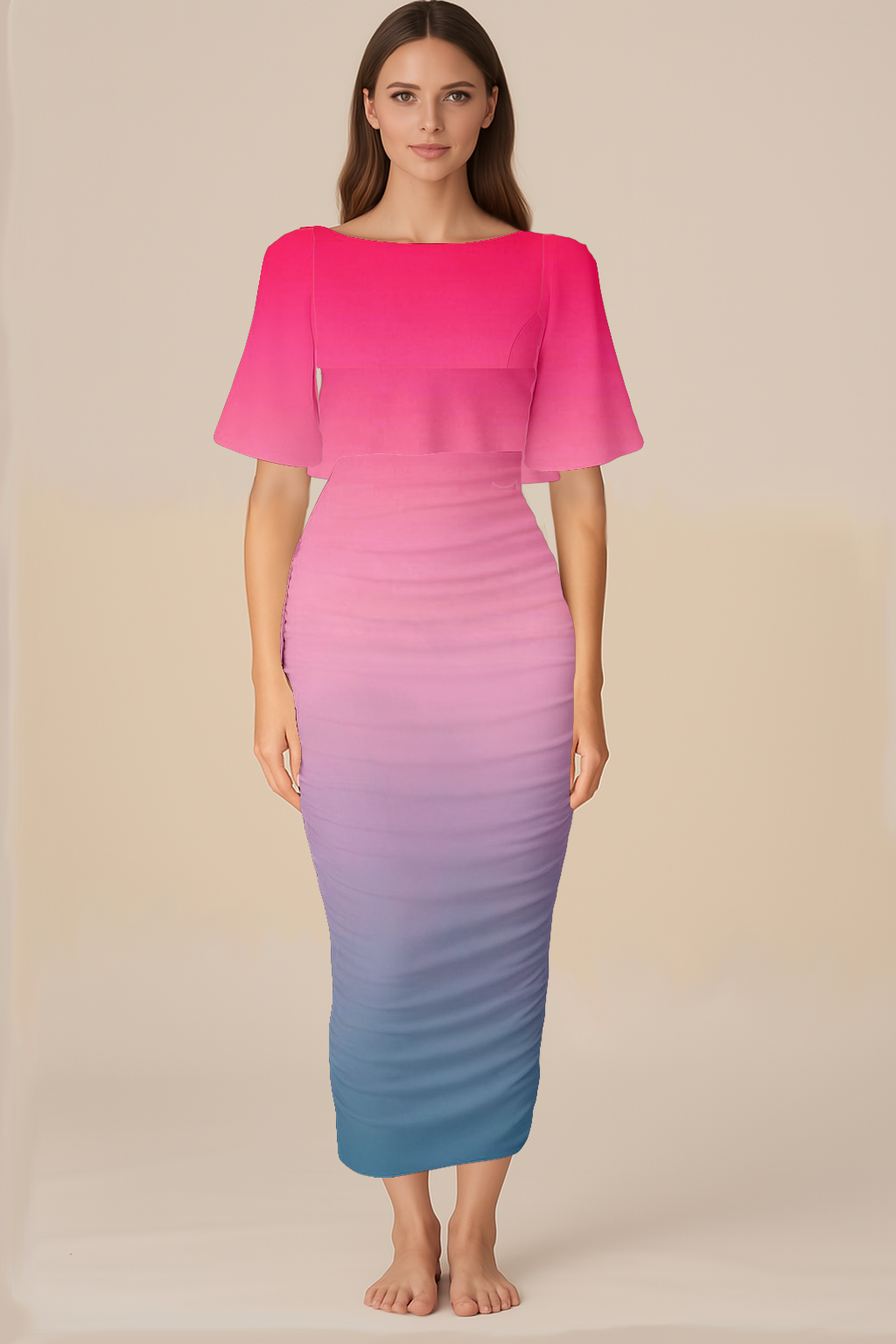 Dresses for Women | Flared | Boat | Bodycon Midi Wrinkled | Flared-Elbow | Georgette Multicolour2