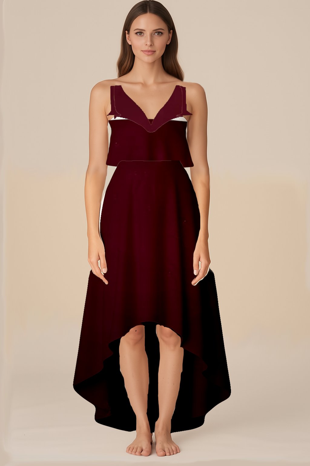 Maroon Sleeveless A-Line Dress