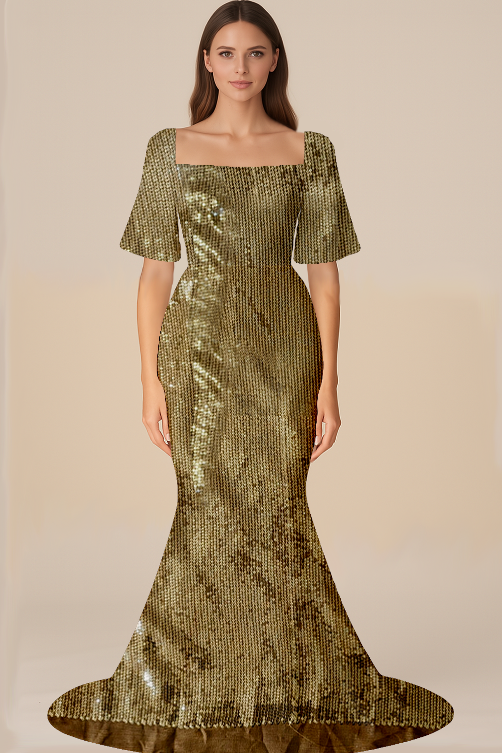 Dresses for Women | Natural | Off Shoulder | Bodycon Mermaid | Flared-Elbow | Sequin Gold