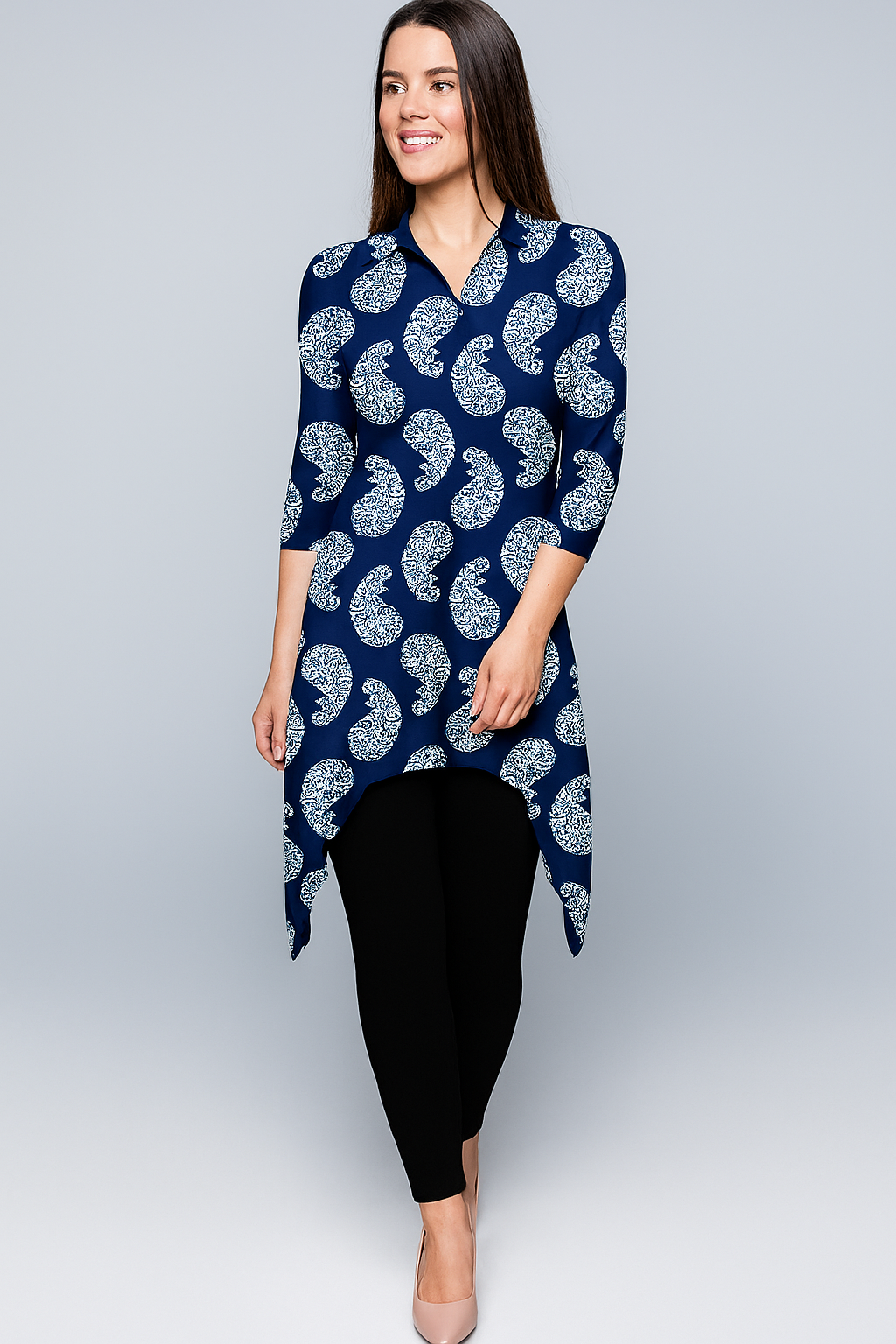 Kurtis | Alia | Collar With Buttons | Asymmetric Short | Bracelet Cotton | Indigo block print