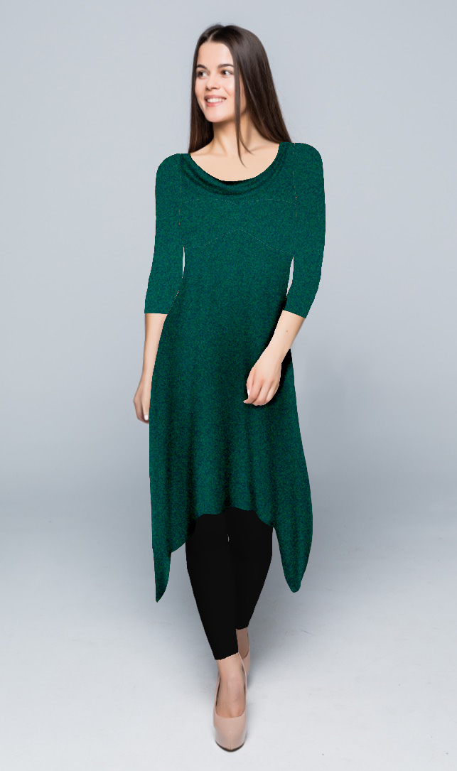 Kurtis for Women | Alia | Cowl | Asymmetric Knee | Bracelet | Velvet Green