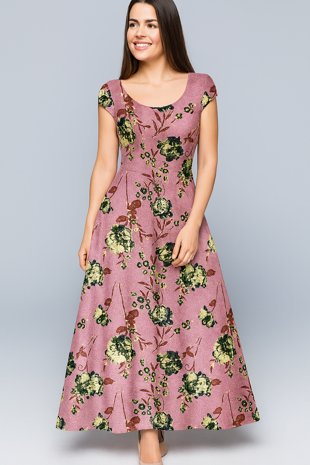 Kurtis | Alia | U | Umbrella Long | Cap Rayon | Mauve floral