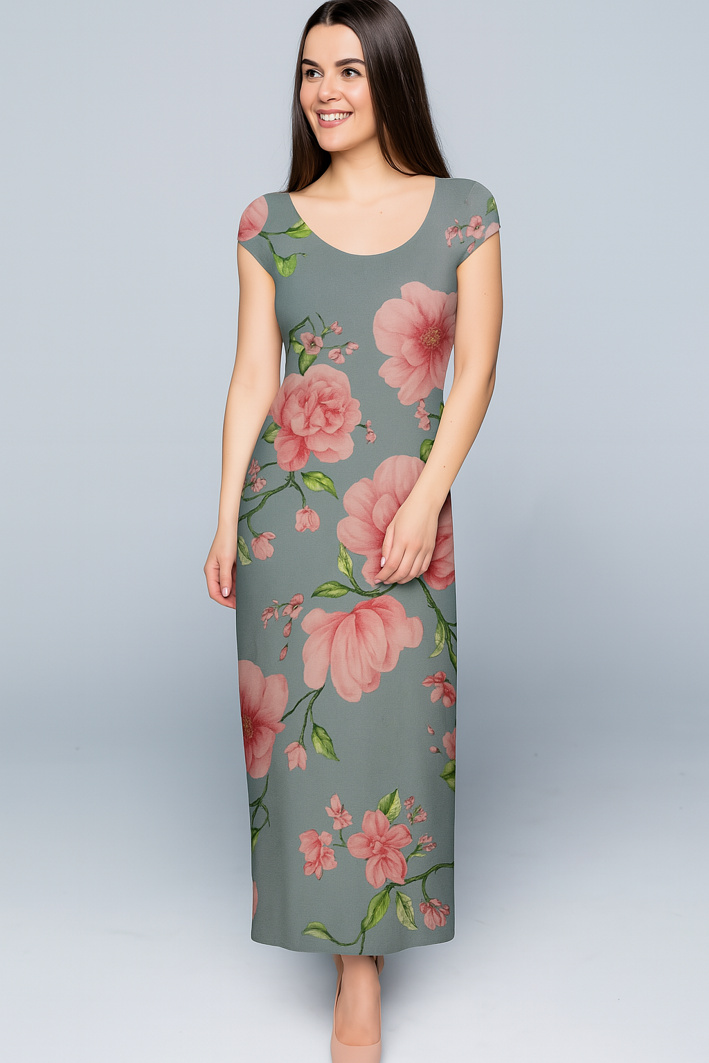 Kurtis | Natural | U | Straight Full | Cap Cotton | Floral print