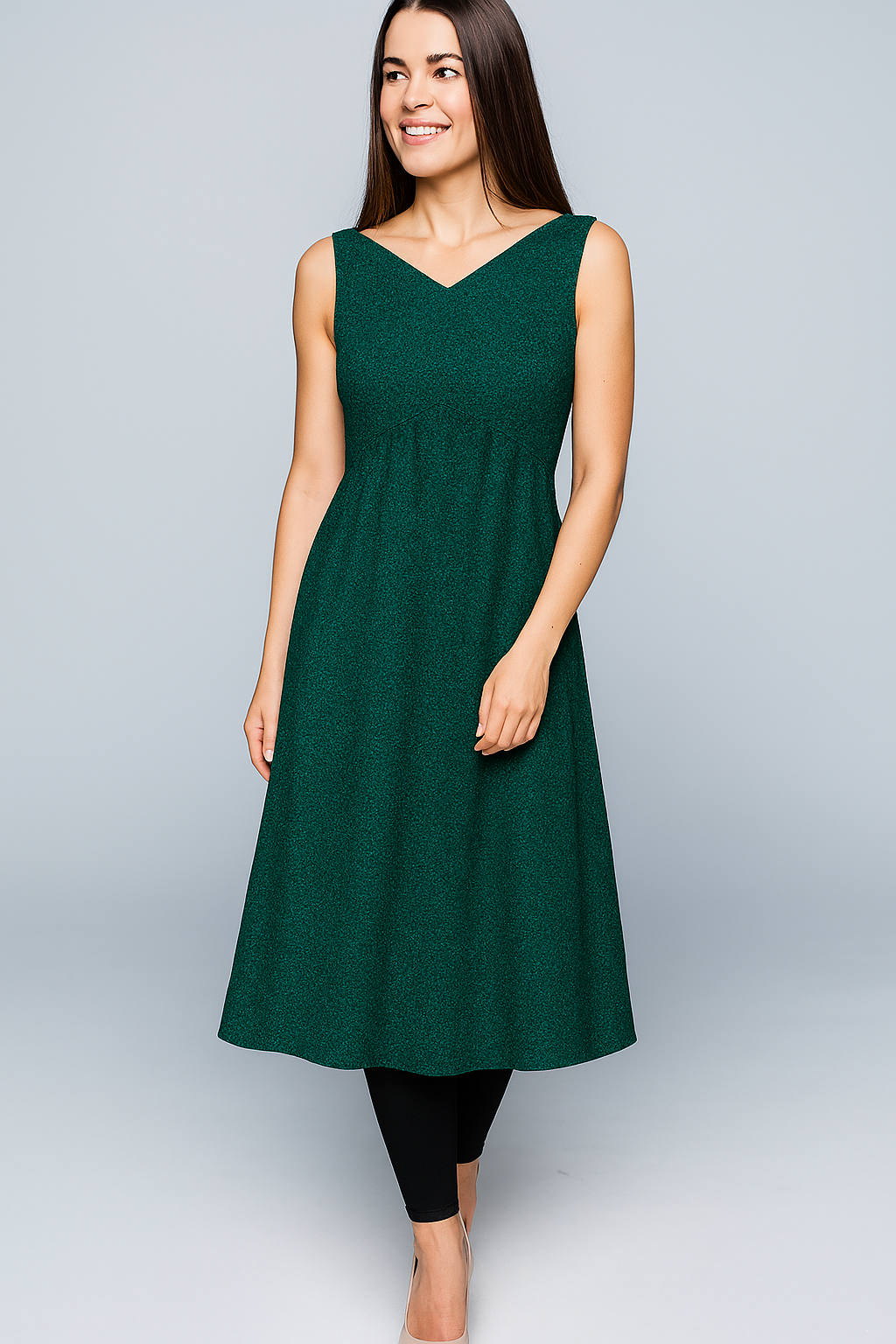Kurtis | Natural | V | Alia Cut Midi | less Velvet | Green