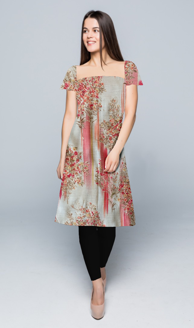 Kurtis for Women | Wrapped With Knot | Off Shoulder | Alia Cut Knee | Flared Half | Rayon Floral print
