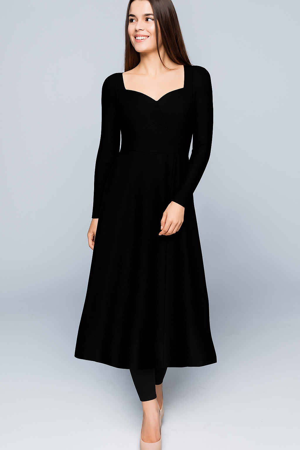 Kurtis | Wrapped With Knot | Sweetheart | Flared Long | Full Velvet | Black