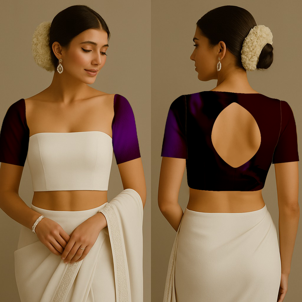 Blouse for Women | Boat With Big Keyhole | Boat With Big Keyhole | Half | Satin Dark Purple