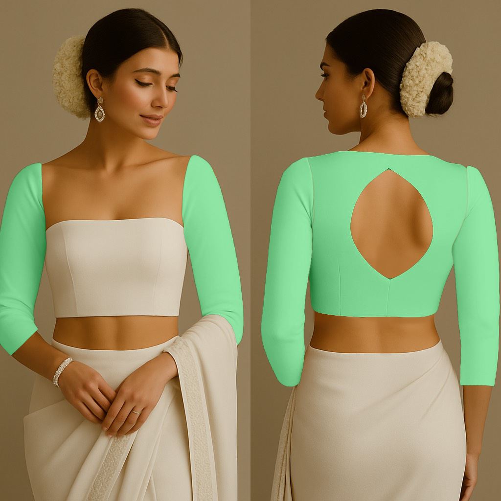 Blouse for Women | Boat With Big Keyhole | Boat With Big Keyhole | Bracelet | Crepe Pista Green