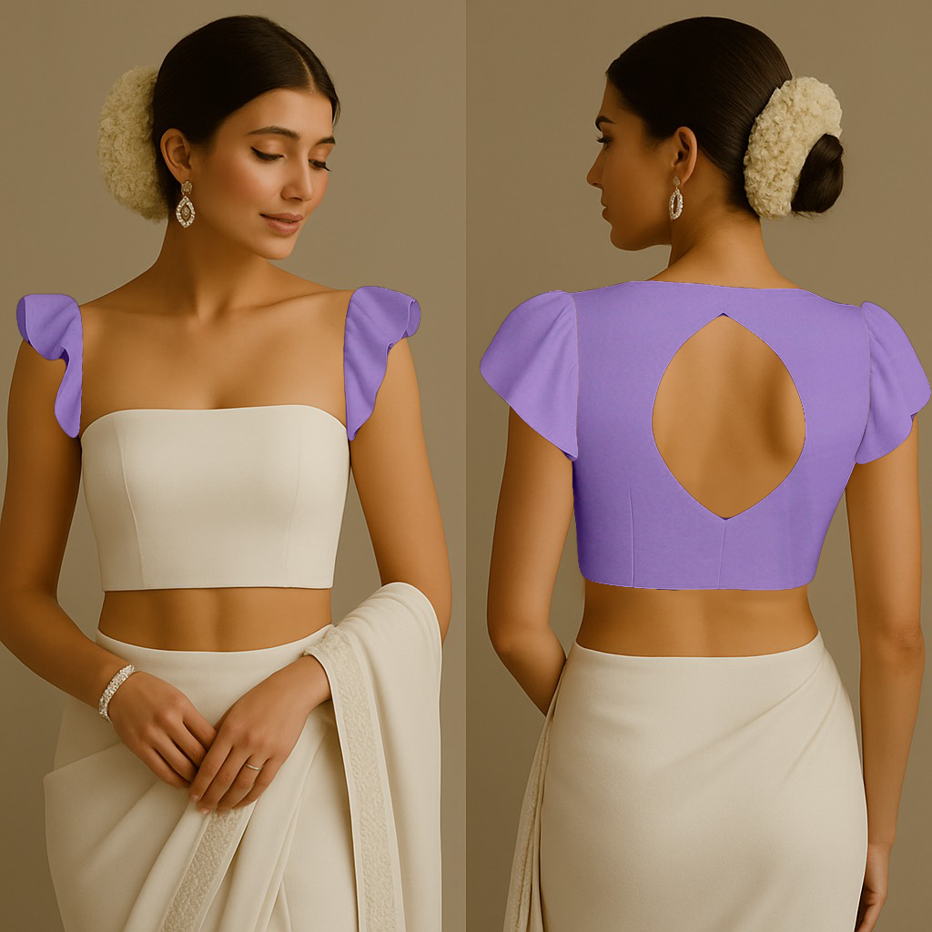 Blouse for Women | Boat With Big Keyhole | Boat With Big Keyhole | Ruffle | Crepe Lavender