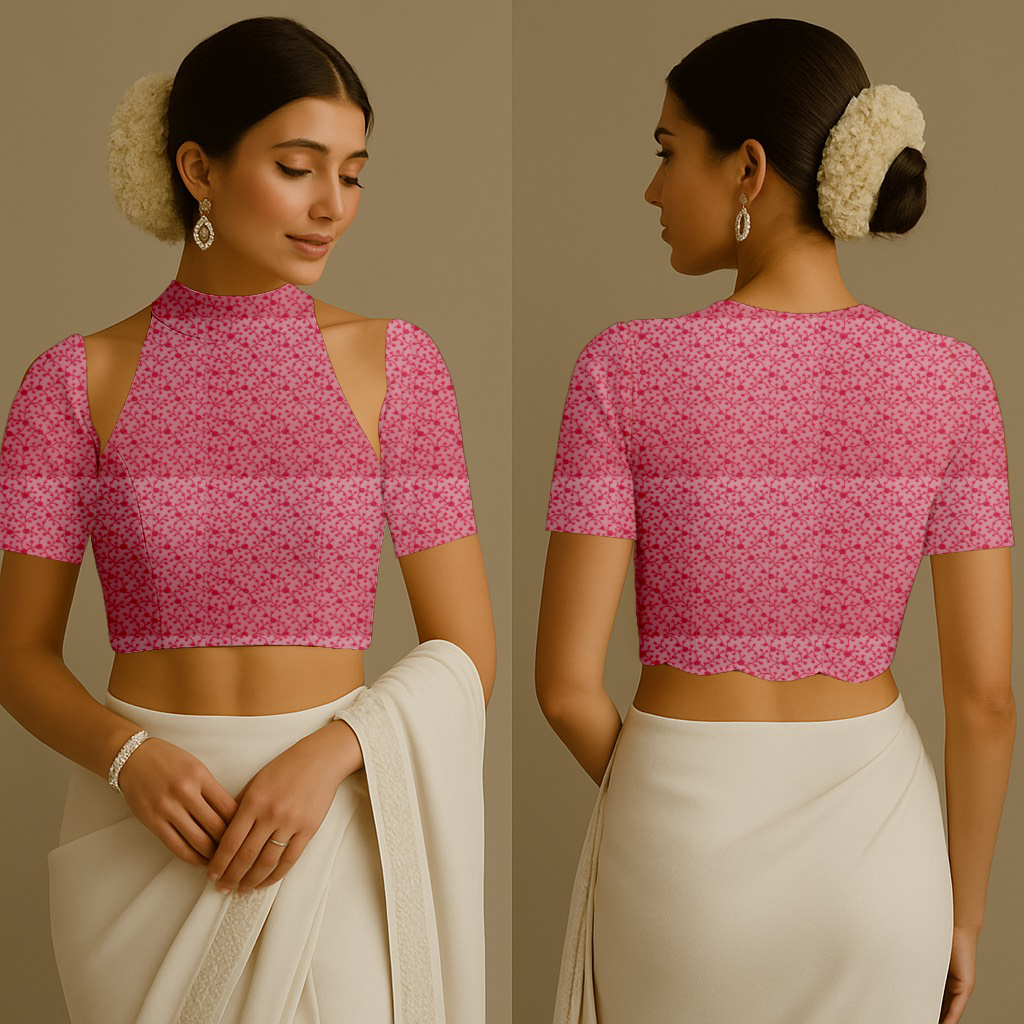 Blouse for Women | Halter | Closed With Scallop Bottom | Half | Chikankari Mauve