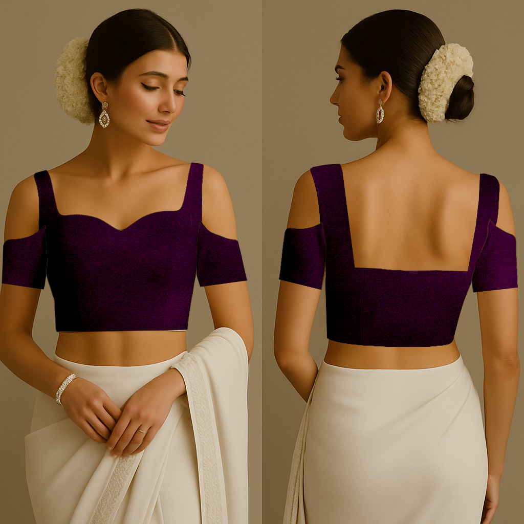 Blouse for Women | Sweetheart | Square | Shoulder Cut Half | Velvet Purple