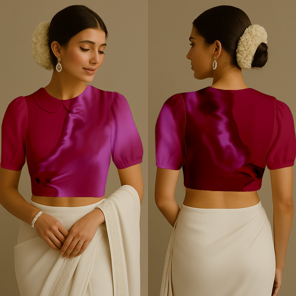 Blouse for Women | Peter Pan Collar | Zero | Half Puff | Satin Mauve Pink
