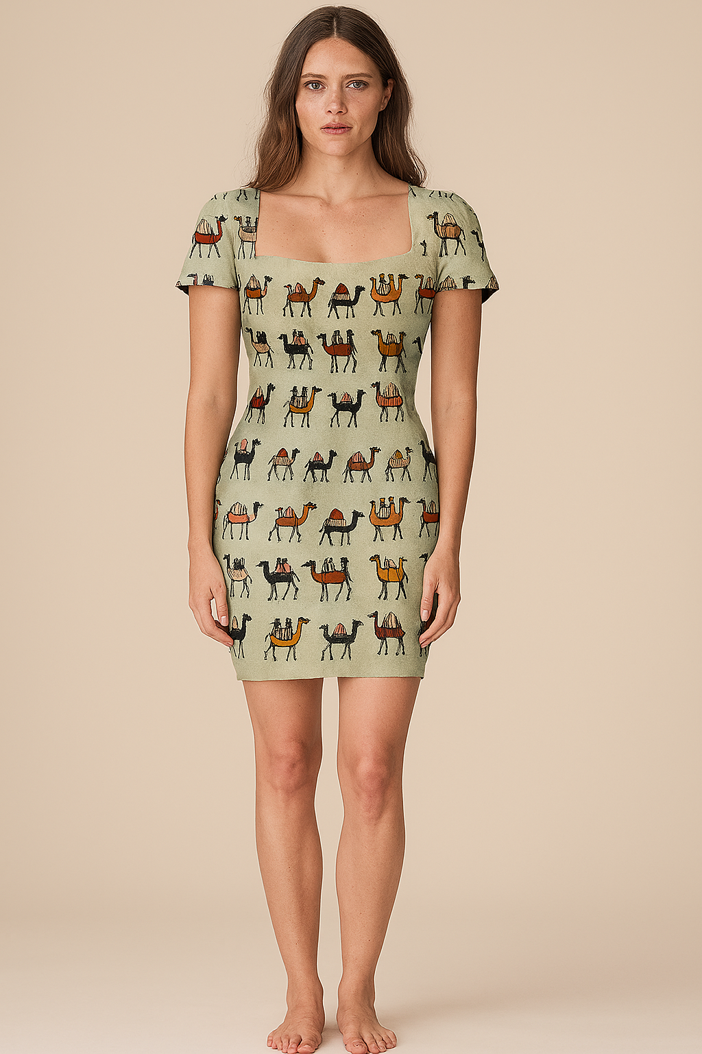 Bodycons | Natural | Trapezium | Bodycon Short | Flared-Half Cotton | Camels