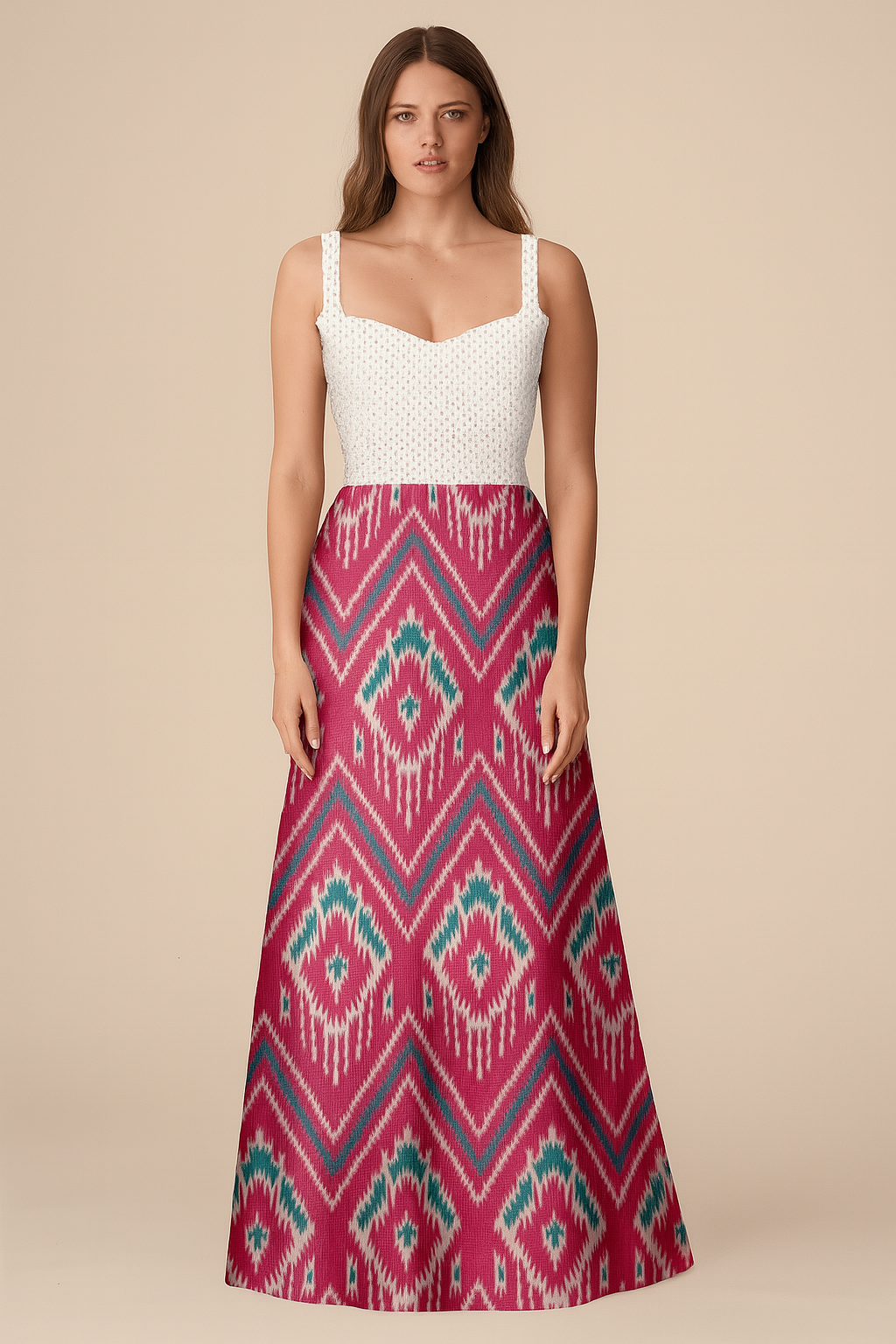 Skirts | Flared Full Cotton | Ikat Pink