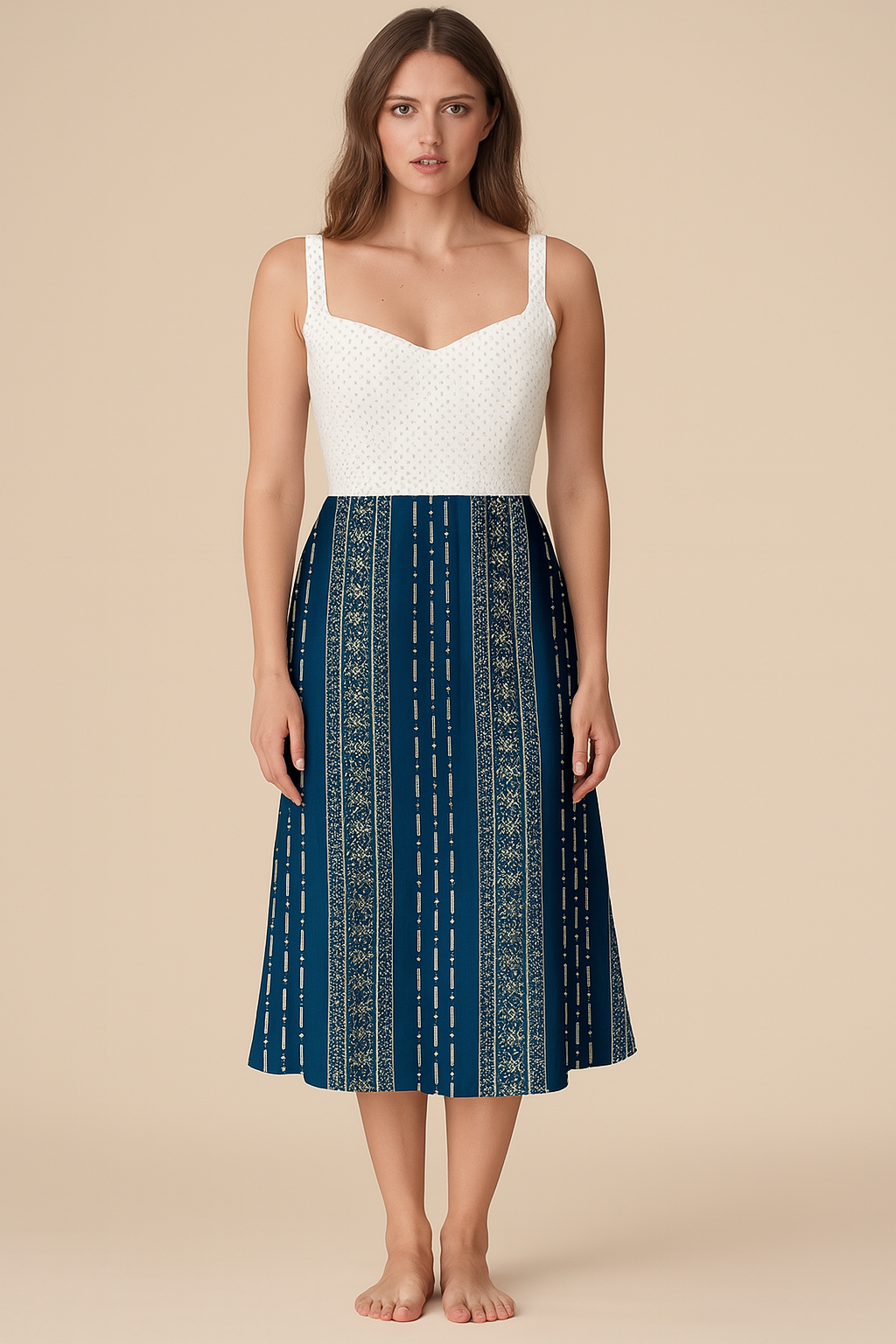 Skirts | Flared Midi Rayon | Blue ajrak