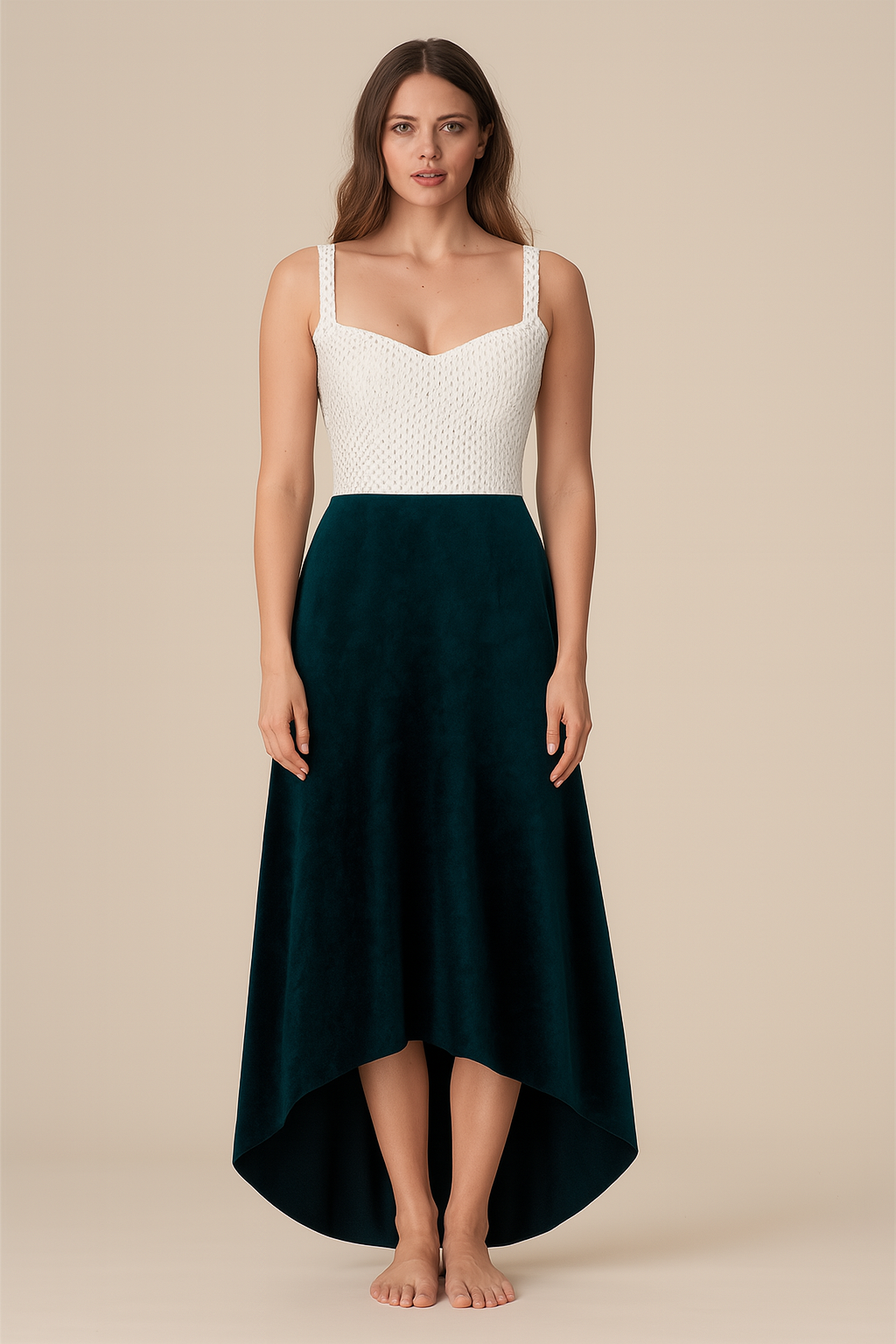 Skirts | High-Low Maxi Velvet | Dark Green