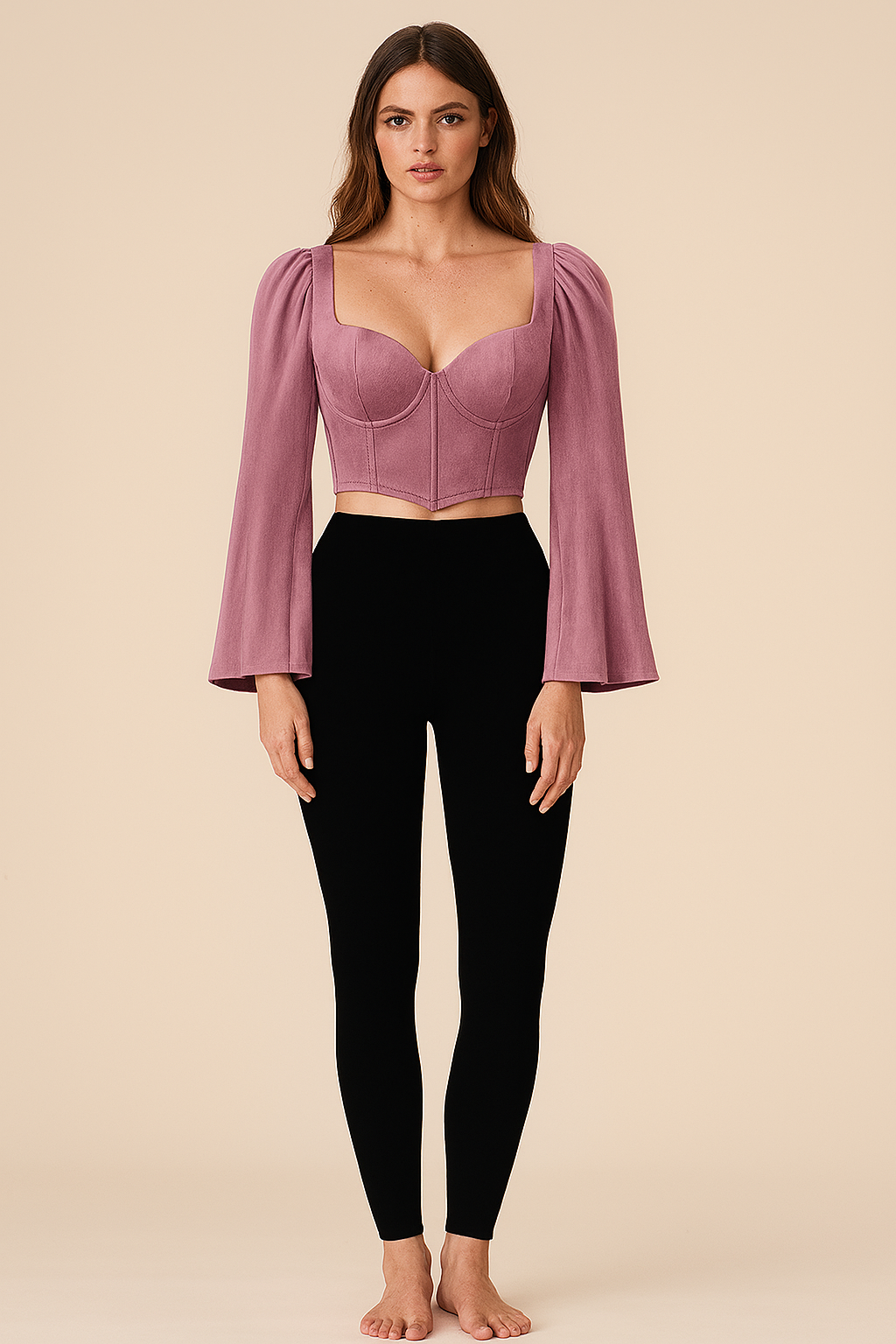 Tops | Corset | Sweetheart | Flared-Full Satin | Mauve Pink