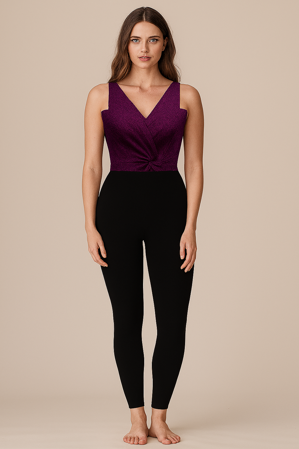 Tops | Lower Knot | V  | Velvet | Purple