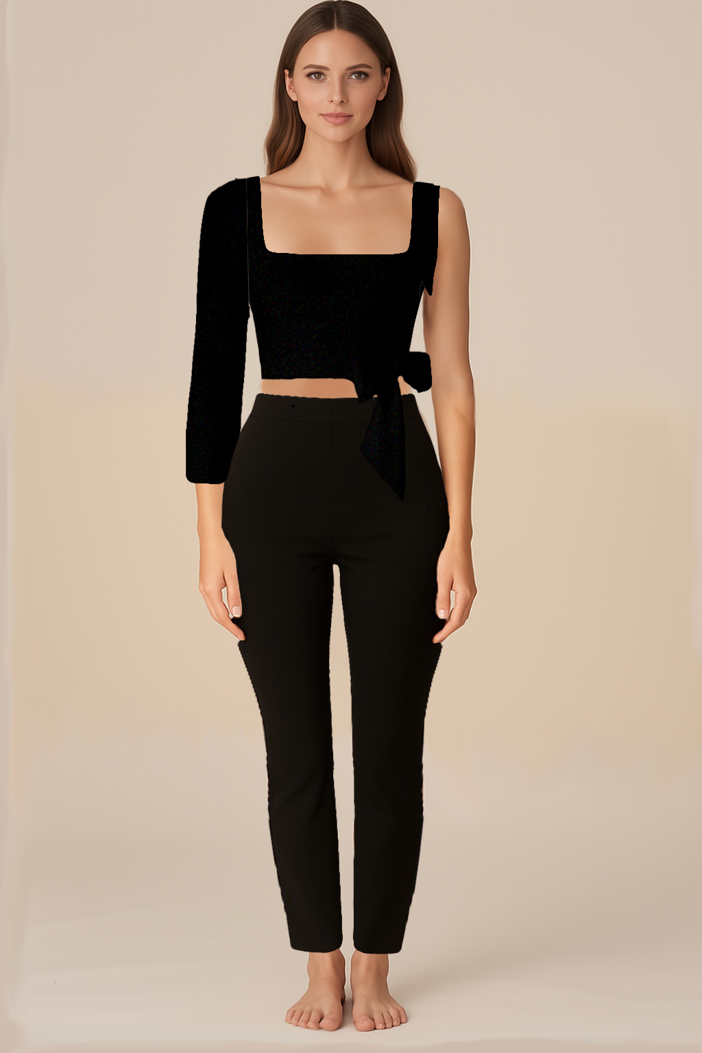 Tops for Women | Wrapped Knot | Square | One Shoulder Bracelet | Velvet Black