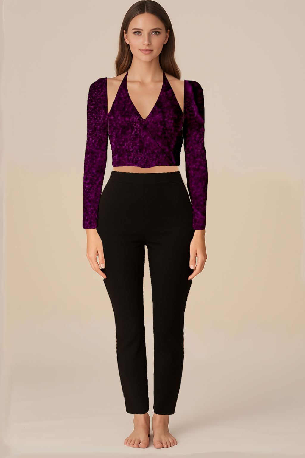 Tops for Women | Wrapped Normal | Halter-V | Full | Velvet Violet
