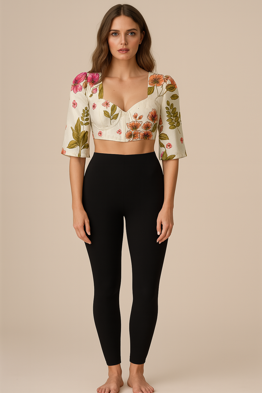 Crop Tops | Corset | Princess | Flared-Elbow Cotton | Floral