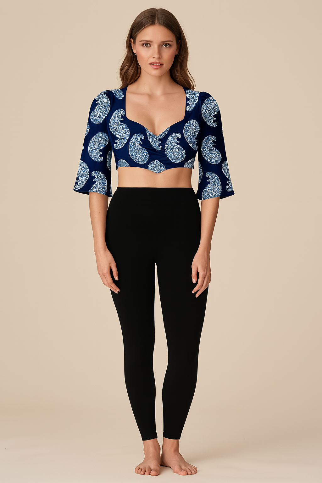 Crop Tops | Corset | Princess | Flared-Elbow Cotton | Indigo block print