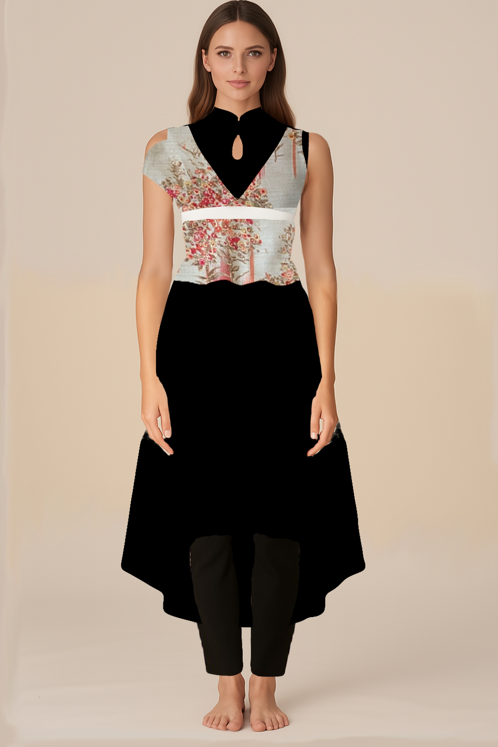 Crop Tops for Women | Flared | Plunging V | One Shoulder Elbow | Rayon Floral print