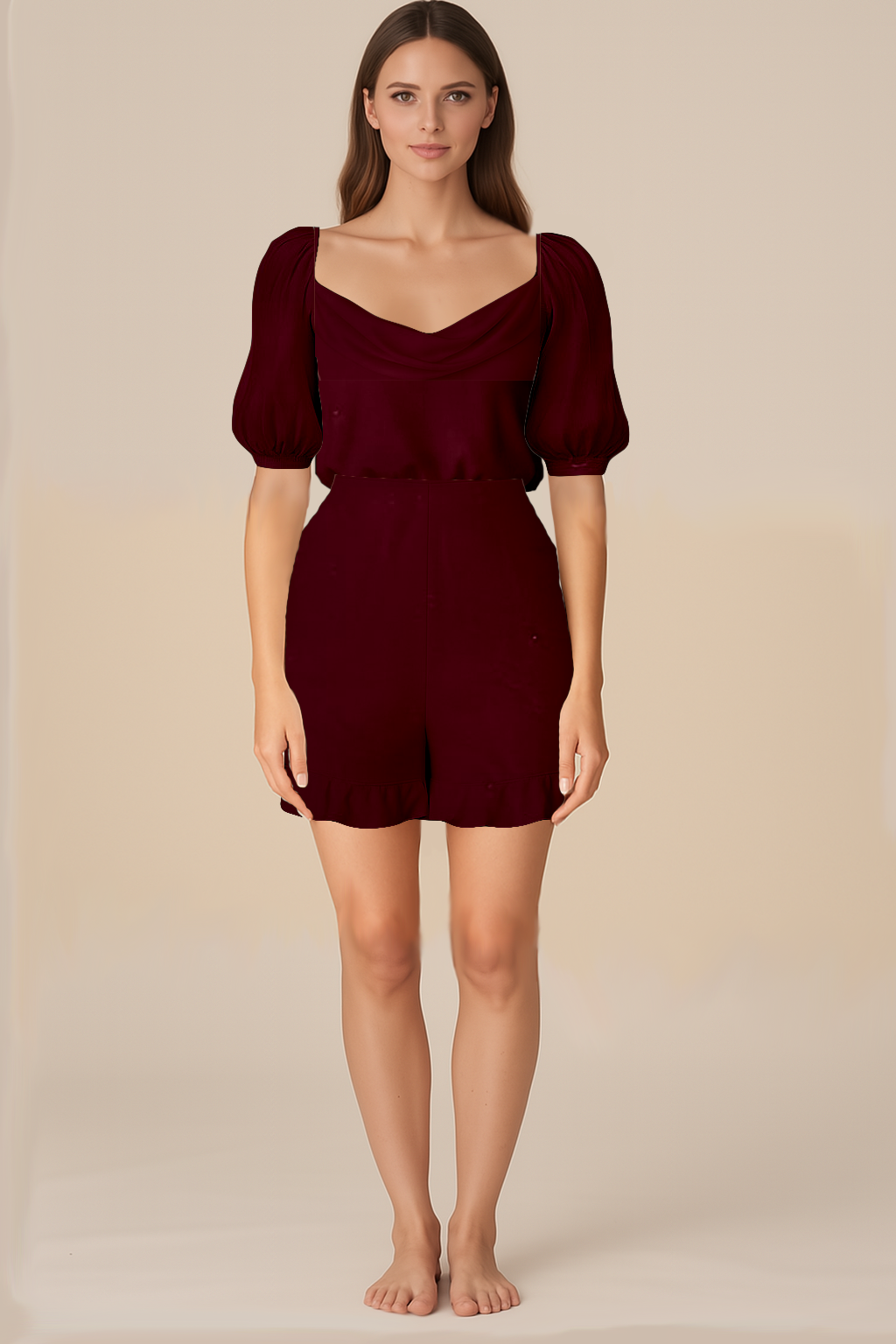 Maroon Velvet Playsuit