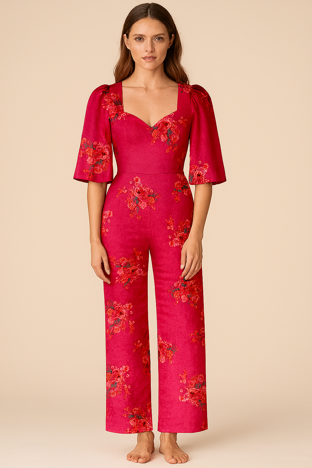 Jumpsuits | Natural | Princess | Loose | Flared-Elbow Organza | Pink
